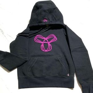 EUC TNA Black Heavyweight Ribbed Pull On Kanga Warm Hooded Sweatshirt Size XS